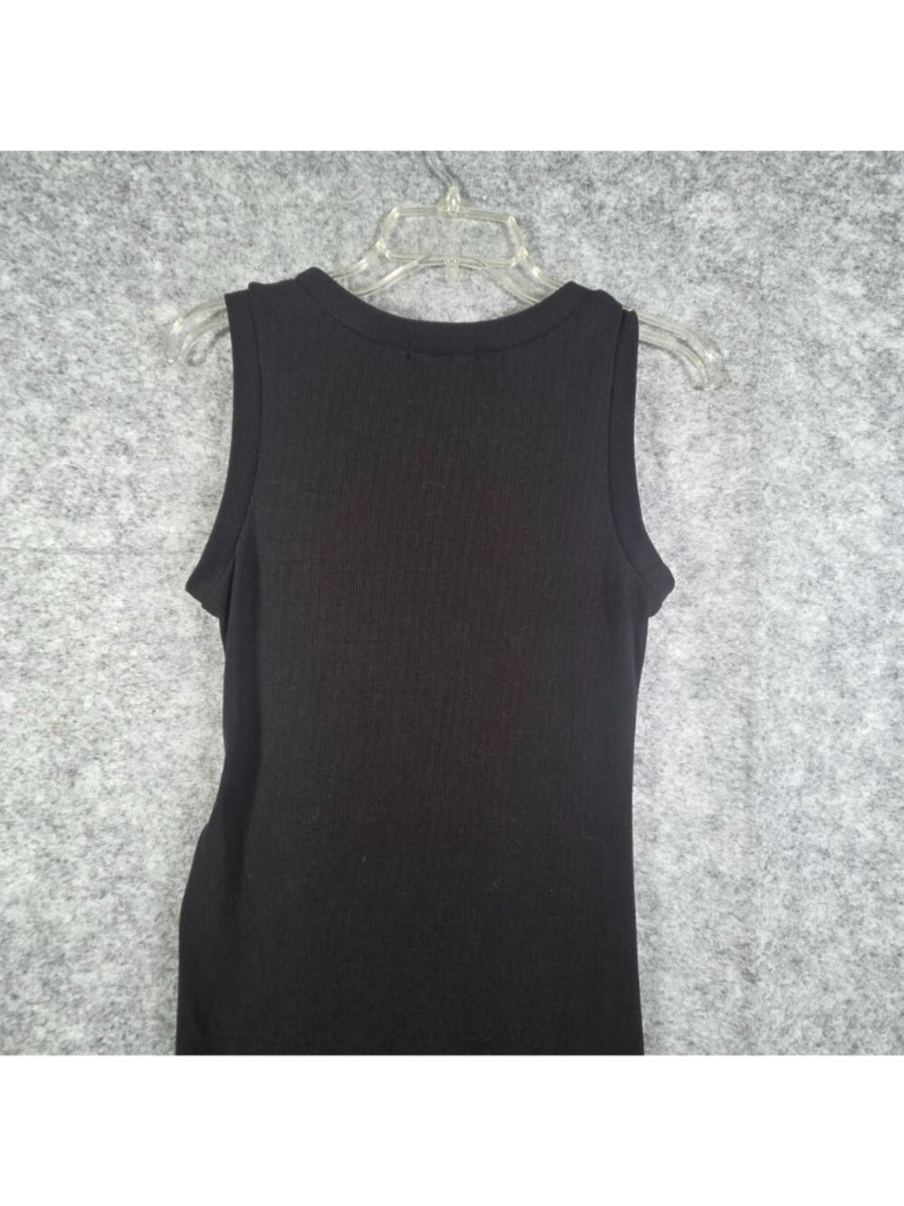 All Saints Black Ruched Bodycon Dress Side Slit Minimalist LBD 2 - Picture 7 of 9